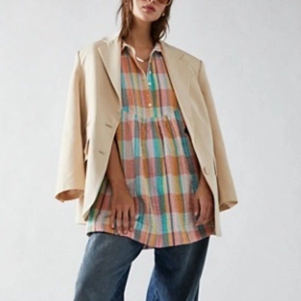 Free People | Multicolored Plaid Dreamers Madras Mini Dress | L